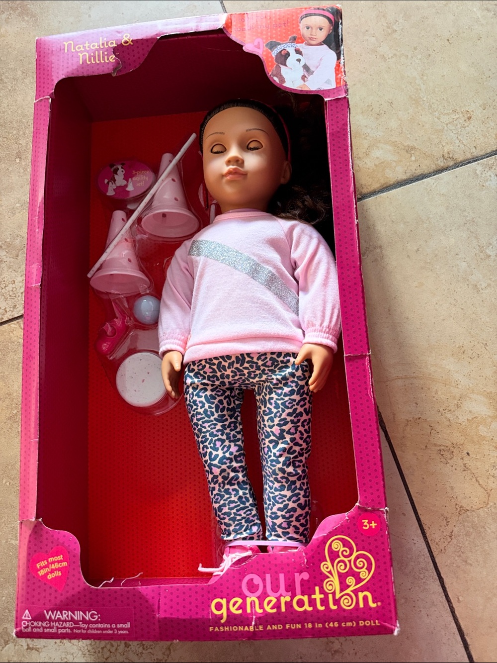 Our Generation Natalia Millie Pink Sweater Doll with w/Print Leggings —  NEW